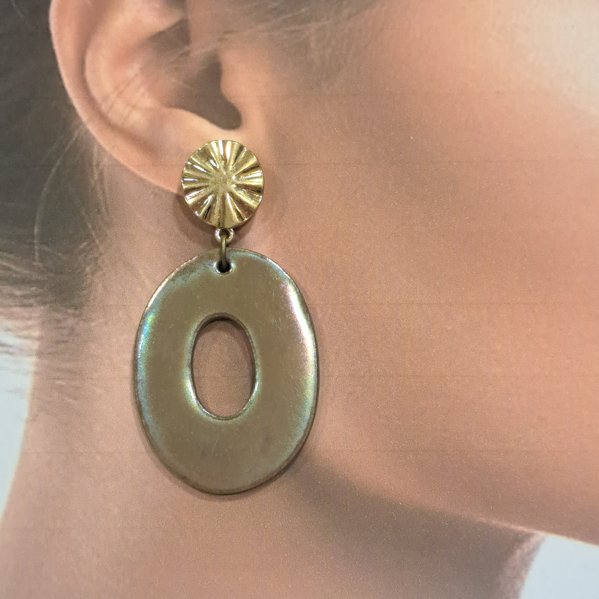 Boucles percées Ovale marron glacé CHRISTINE ALLOING