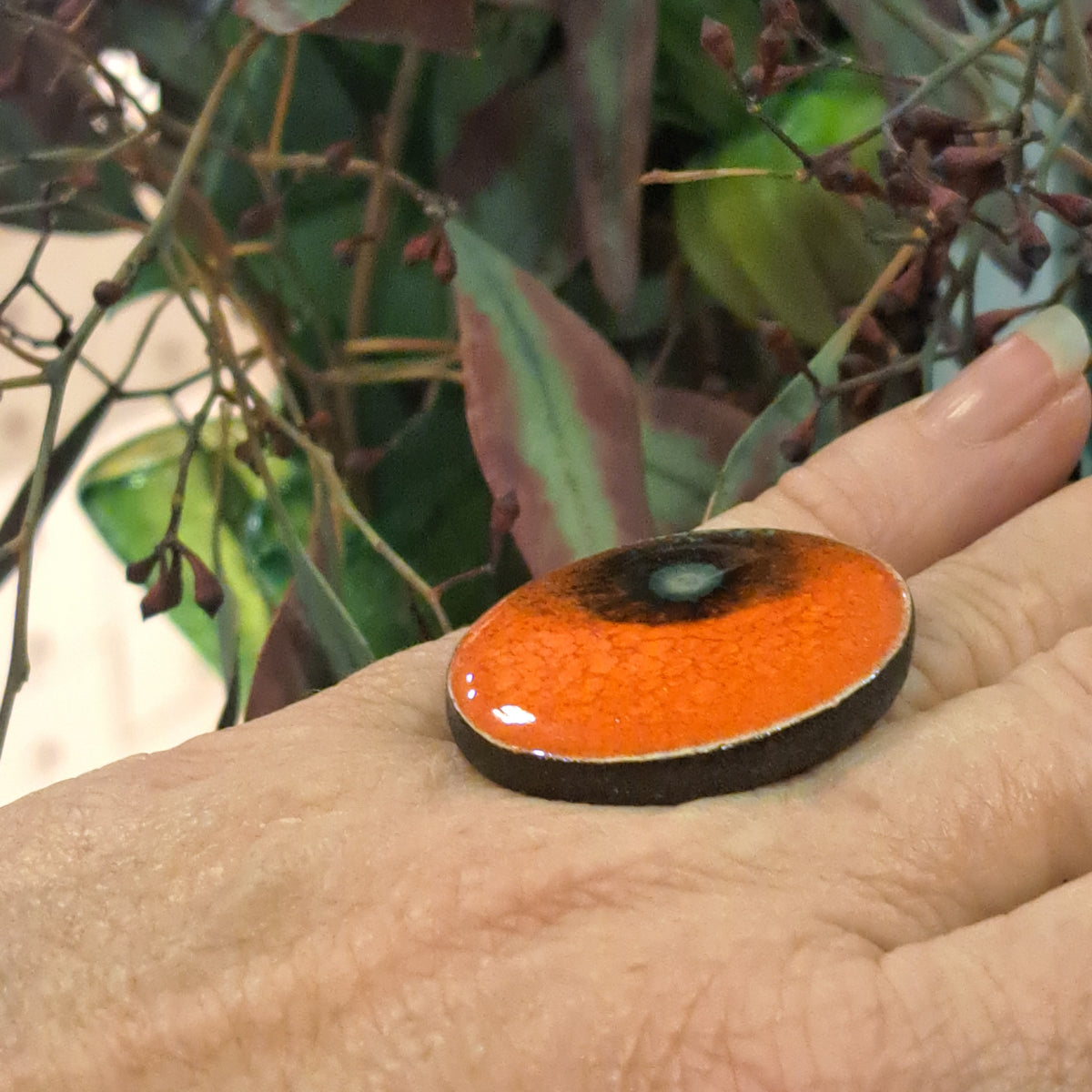 Bague Ronde Tache orange CHRISTINE ALLOING