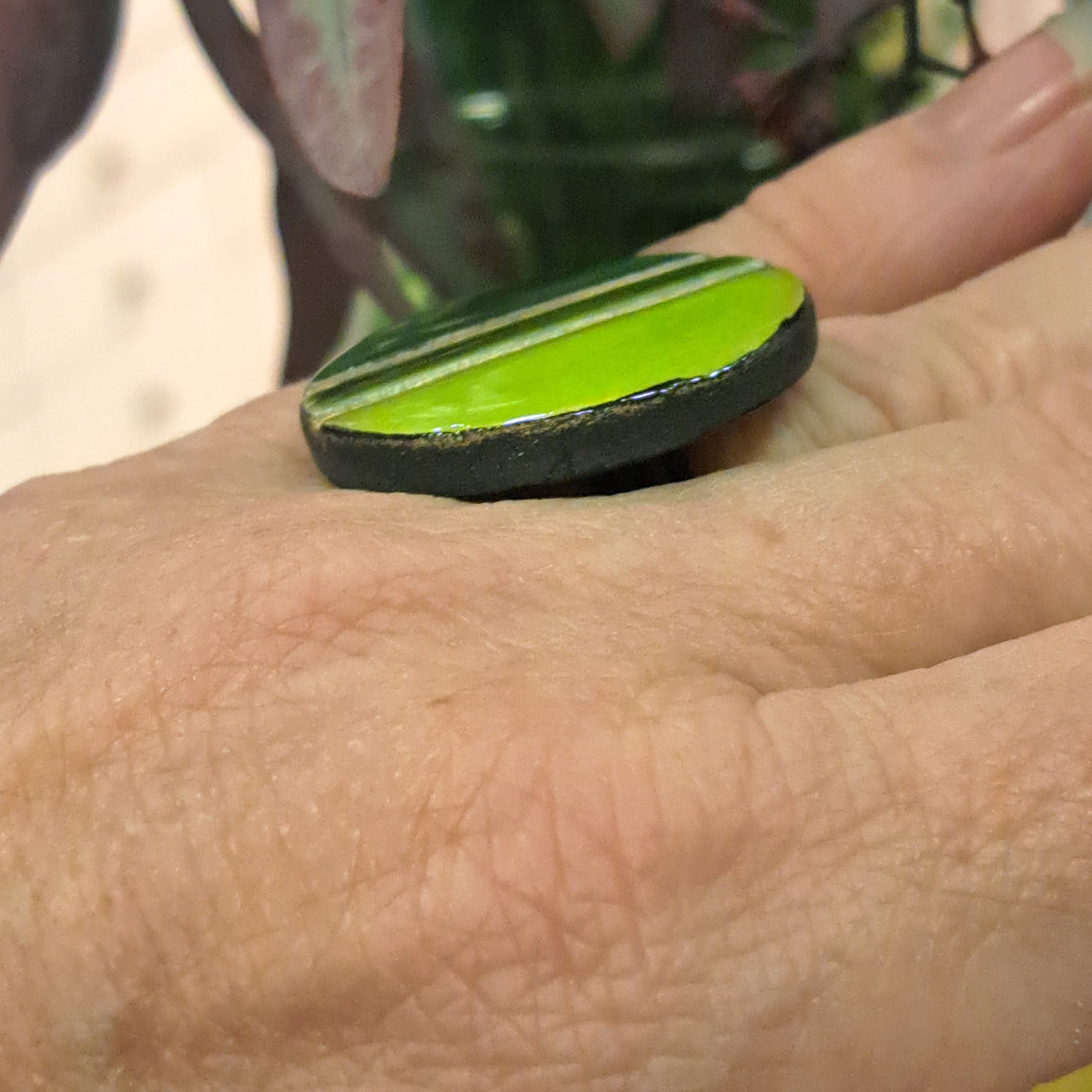 Bague Rayures vert CHRISTINE ALLOING