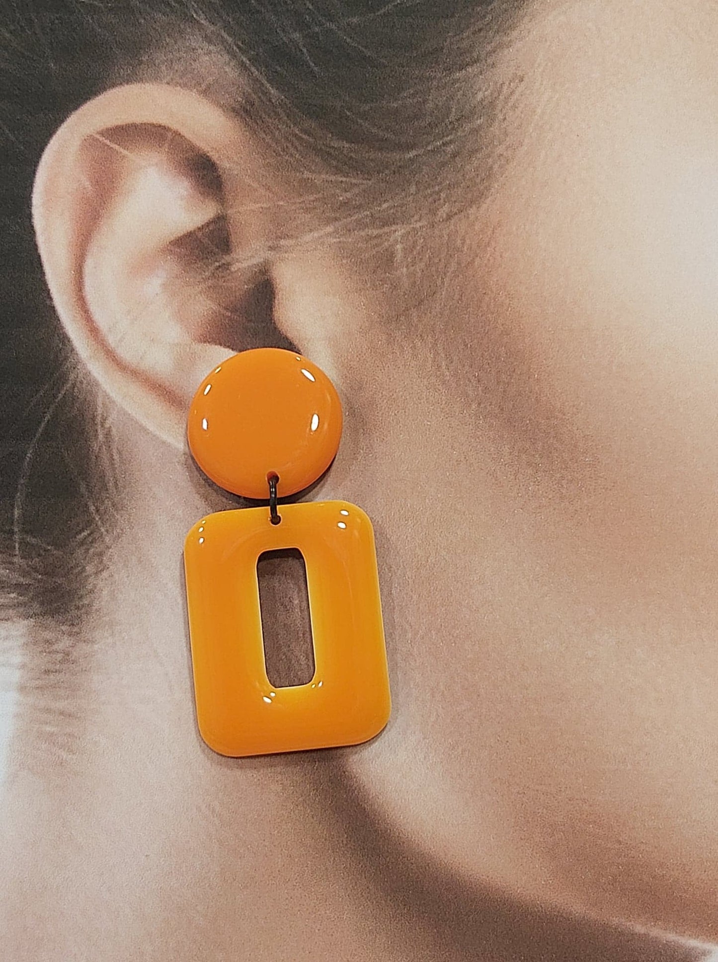 Boucles percées Rectangle PM orange THIERRY JOO