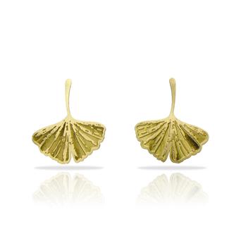 Boucles percées Ginkgo Biloba gravé PM or RAS