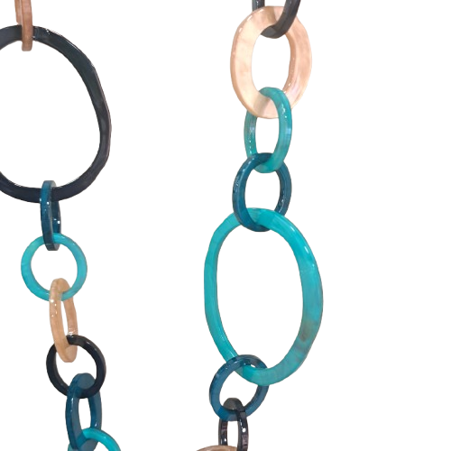 Collier sautoir Maillons chaine bleu FANCY F