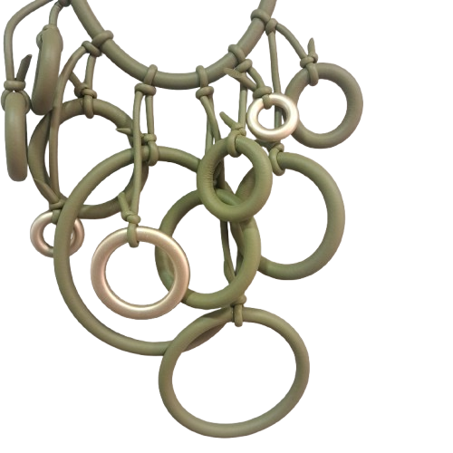 Collier Anneaux plastron kaki or Fancy