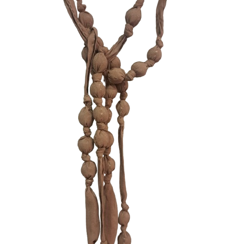 Collier Double Perles tissu marron glacé FANCY F