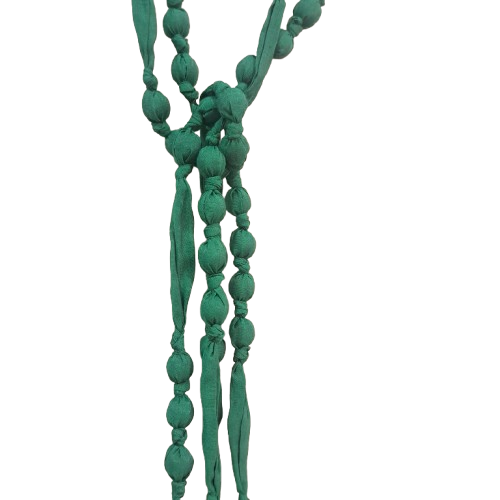 Collier Double Perles tissu vert FANCY F