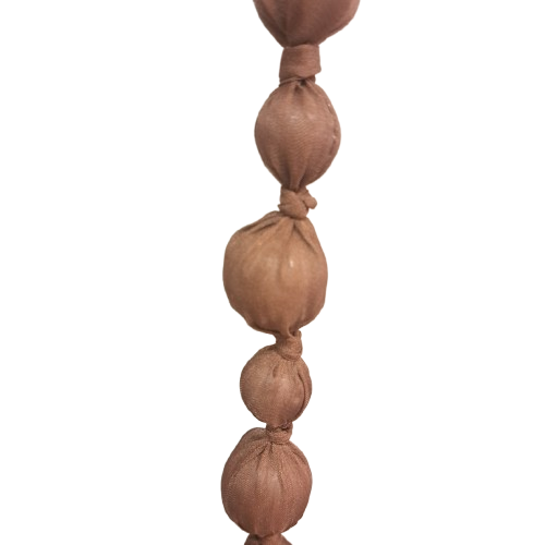 Collier sautoir Perles tissu marron FANCY F