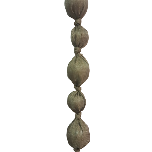 Collier sautoir Perles tissu kaki FANCY F