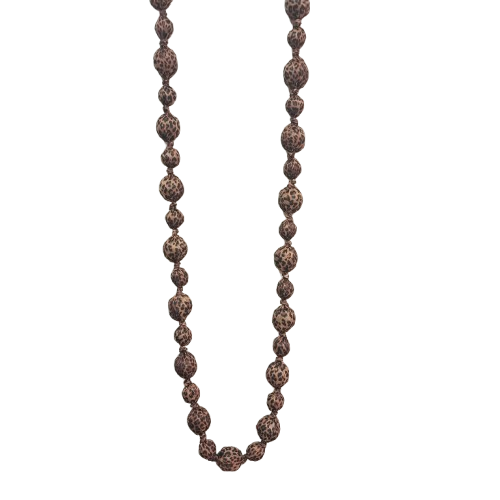 Collier sautoir Perles tissu léopard FANCY F