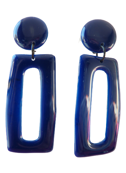 Boucles clips Rectangle GM bleu marine THIERRY JOO