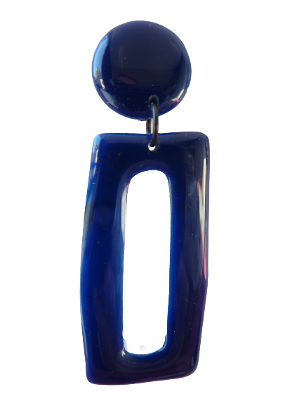 Boucles clips Rectangle GM bleu marine THIERRY JOO