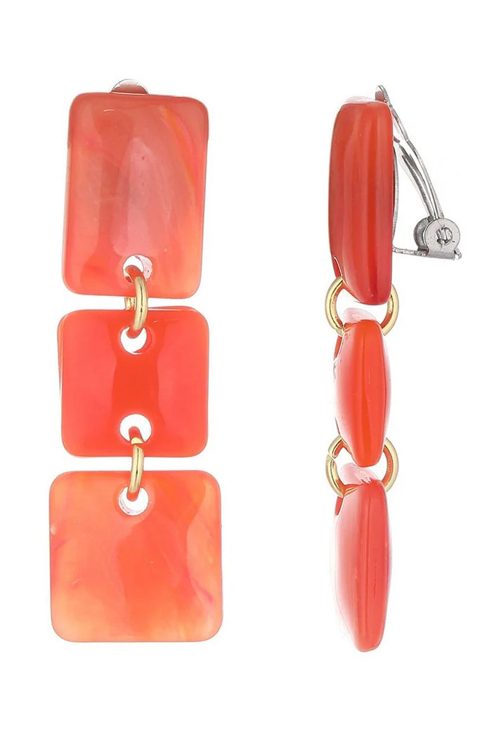 Boucles clips Néo orange rose corail BELLE MISS
