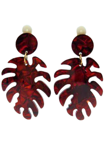 Boucles percées Palmier rouge MERVEILLE DU MONDE