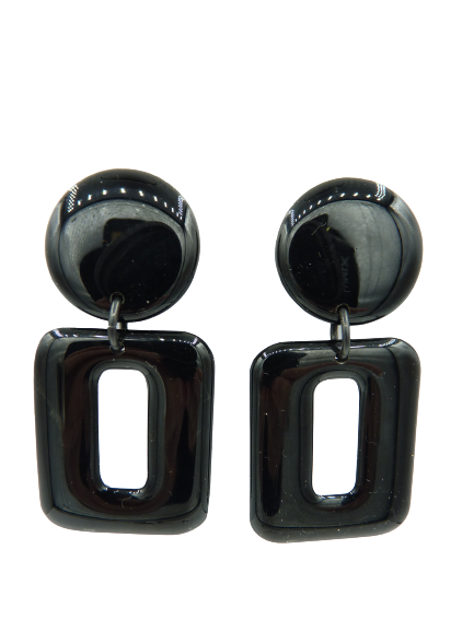 Boucles clips Rectangle PM noir THIERRY JOO
