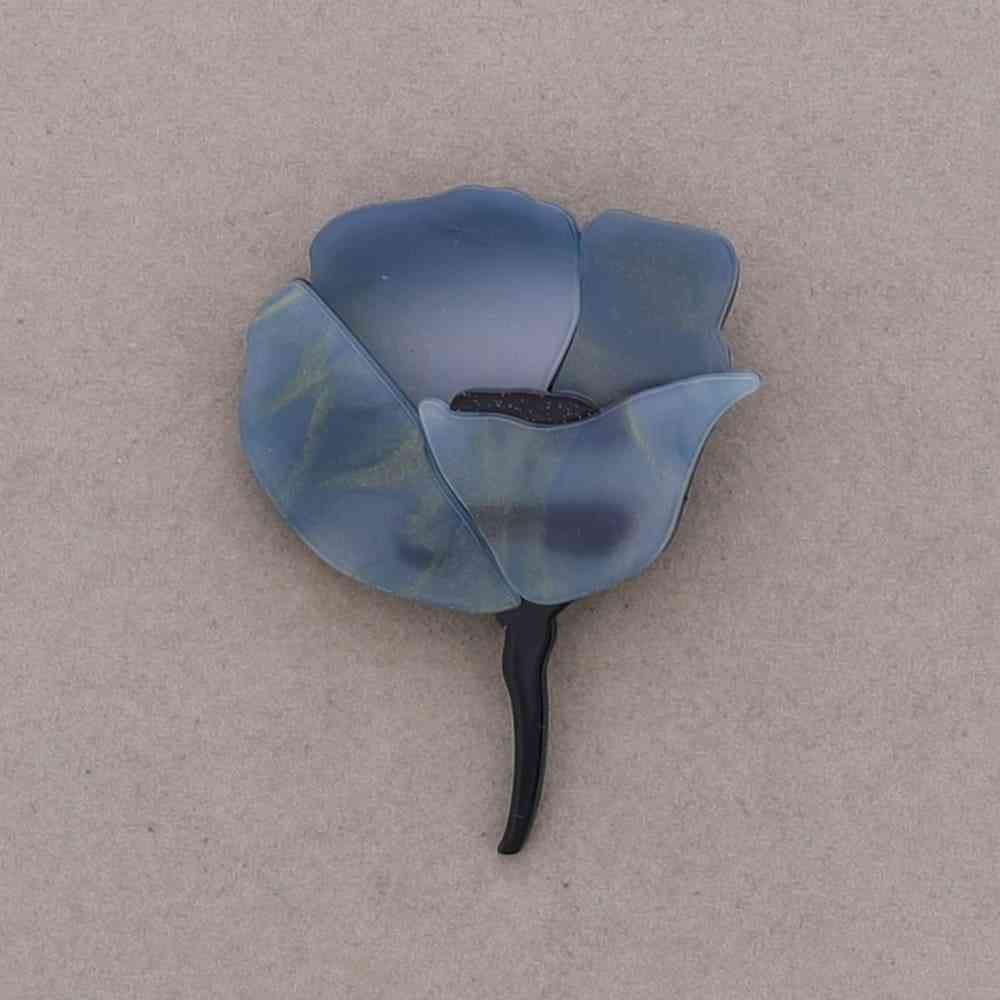 Broche Fleur tige bleu nacré Fancy F