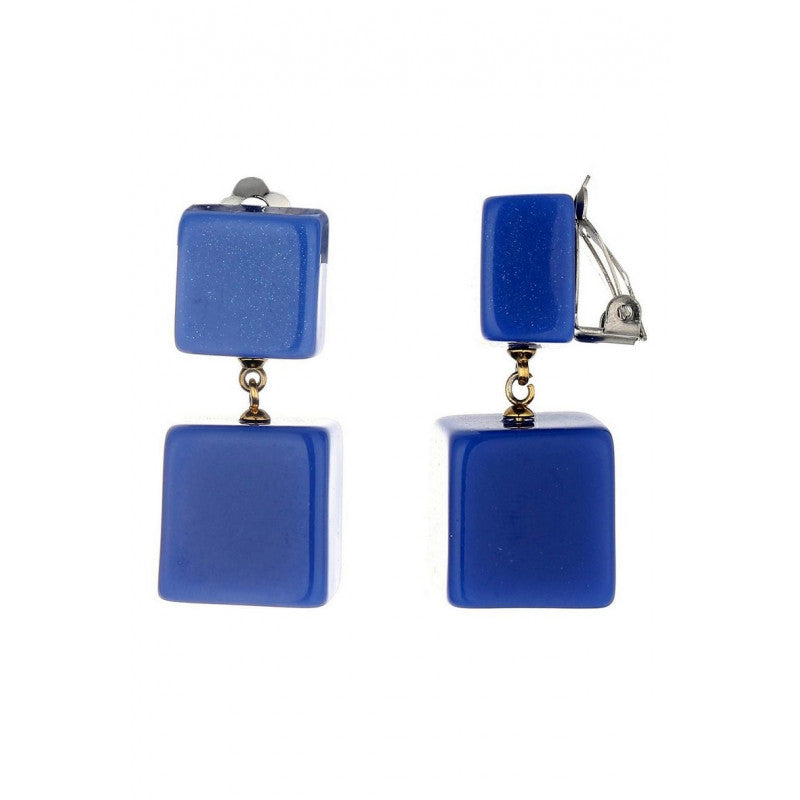 Boucles clips Cube bleu BELLE MISS