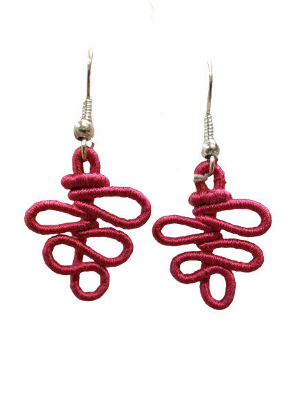 Boucles percées Feuille PM rose fuchsia NAF BIJOUX