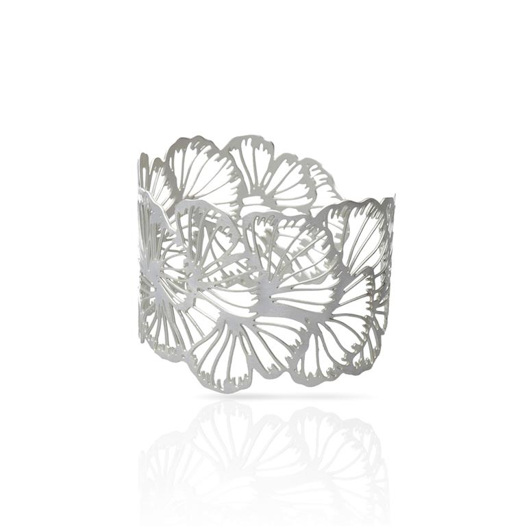 Bracelet manchette Ginkgo argent RAS