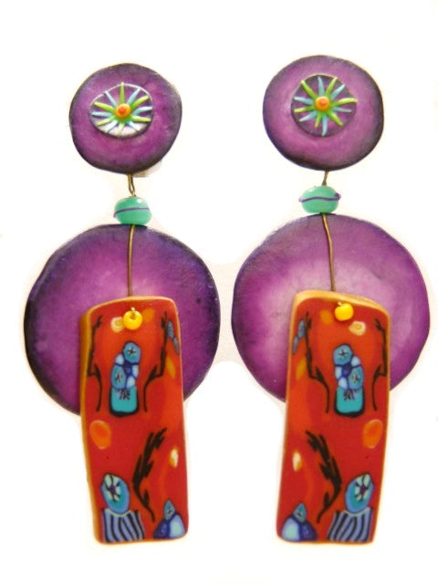 Boucles clips Millé violet rouge LEA AIME LES FLEURS