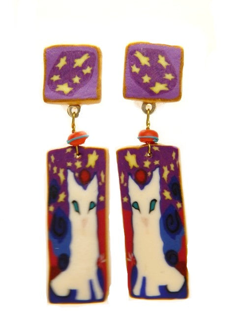 Boucles clips Tableau chat LEA AIME LES FLEURS