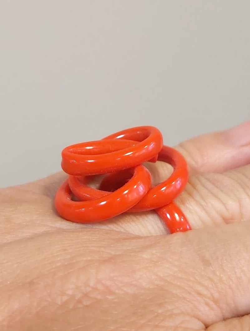 Bague Zig rouge SAMUEL CORAUX