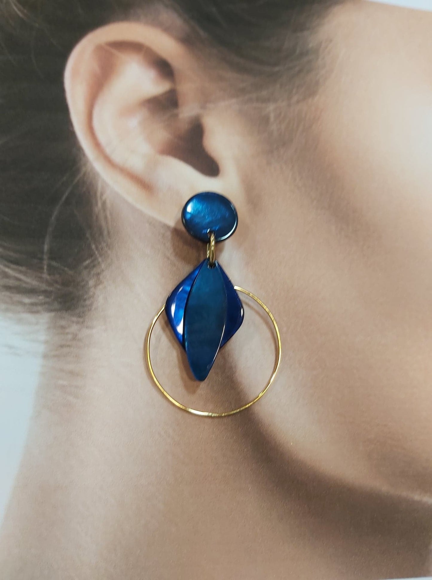 Boucles percées Losange bleu LA PETITE SARDINE