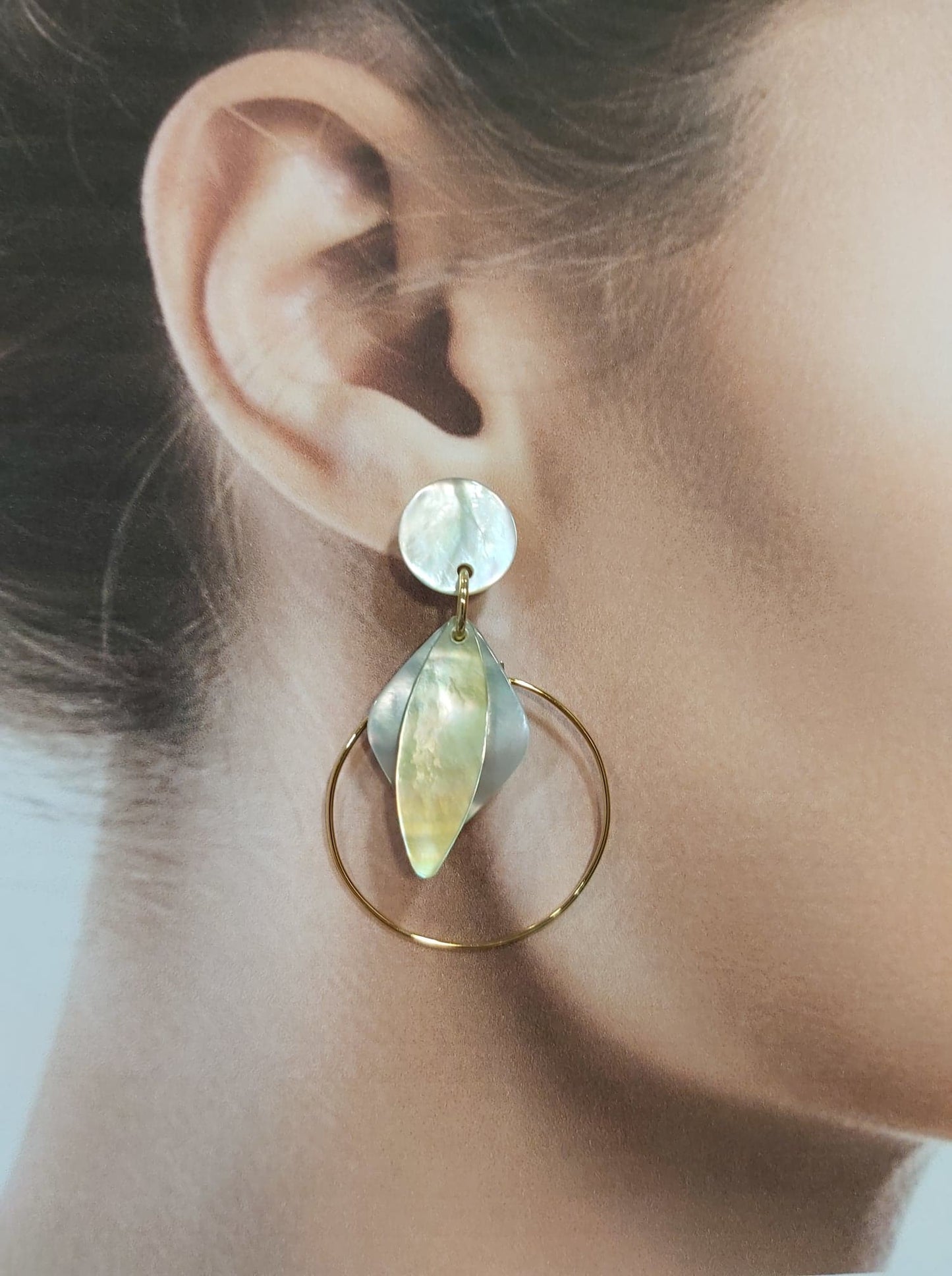 Boucles percées Losange écru LA PETITE SARDINE
