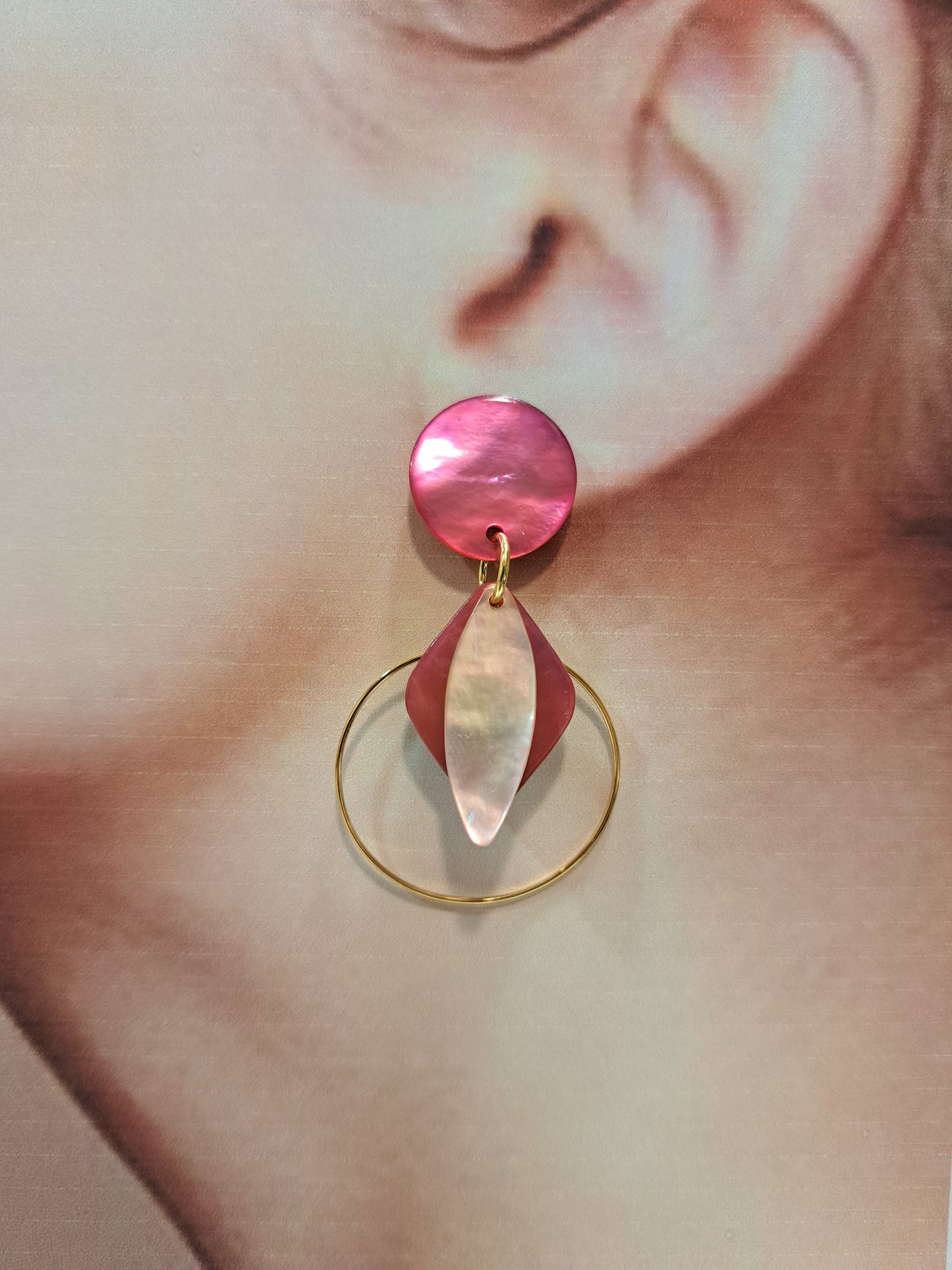 Boucles clips Losange rose LA PETITE SARDINE