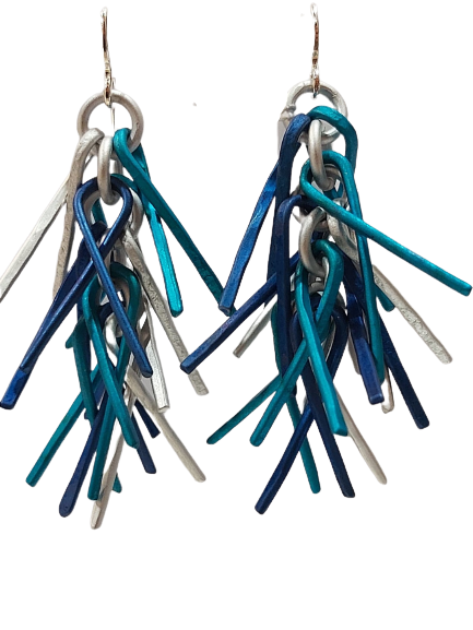 Boucles percées Trombones bleu OANA MILLET
