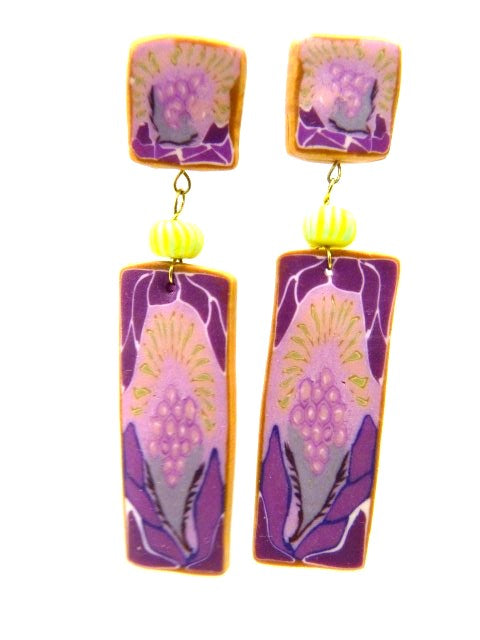 Boucles percées Tableau mauve LEA AIME LES FLEURS