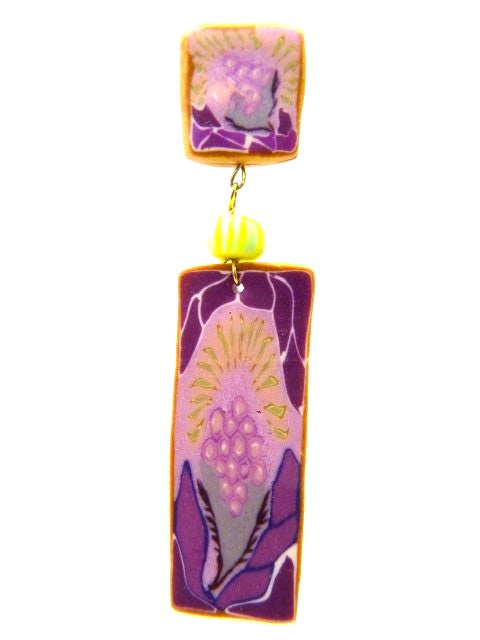 Boucles percées Tableau mauve LEA AIME LES FLEURS