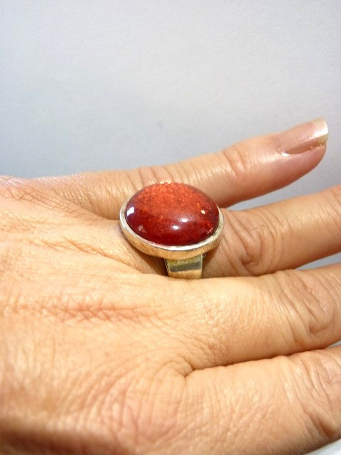 Bague Rond rouge lamé LILI LA PIE