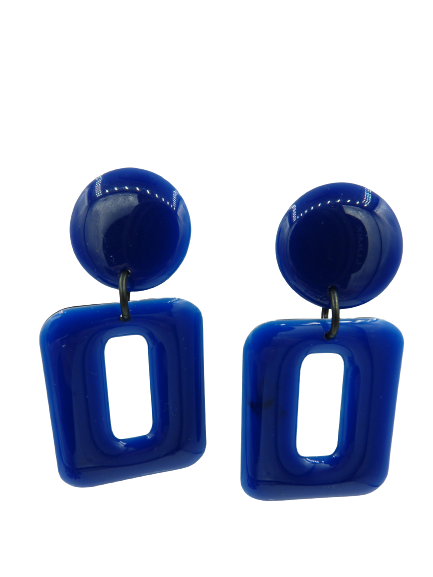 Boucles clips Rectangle PM bleu marine THIERRY JOO