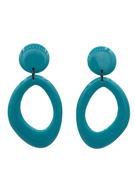 Boucles clips Ovale bleu turquoise THIERRY JOO