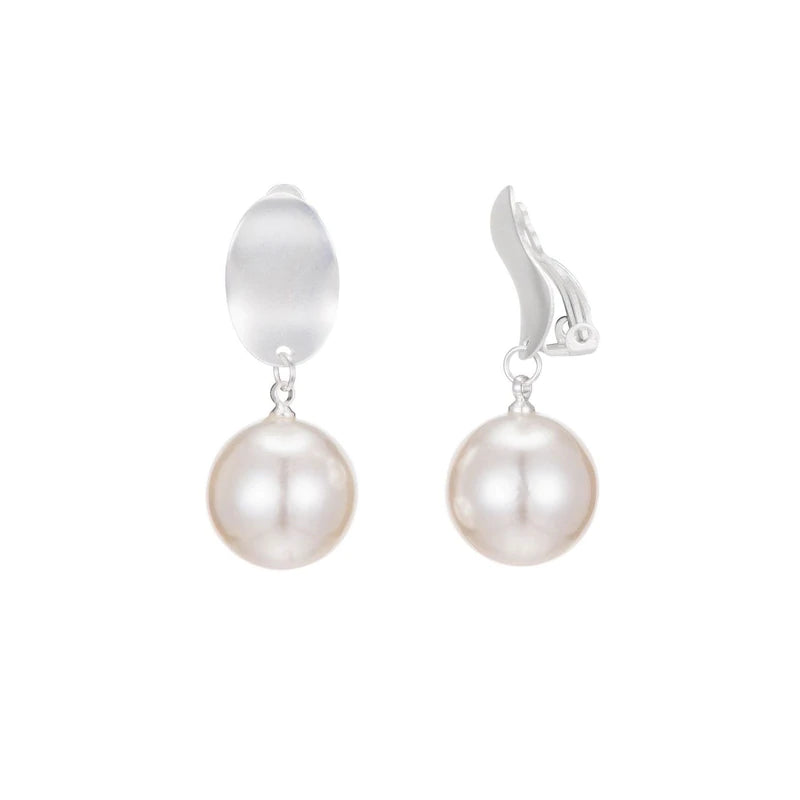 Boucles clips Sheila perle argent BELLE MISS