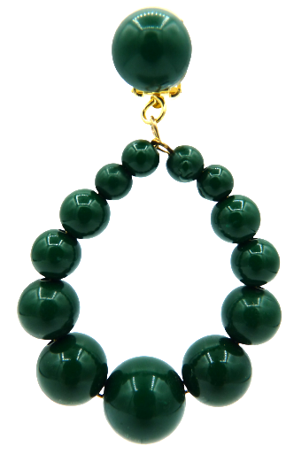 Boucles percées Perles vert foncé BELLISSIMA