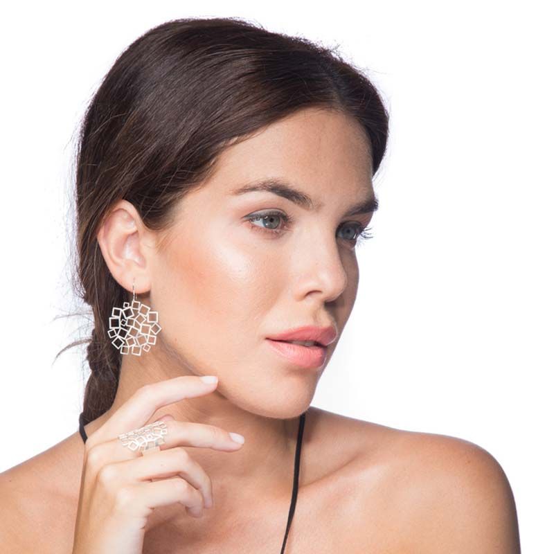 Boucles percées Carré GM argent RAS