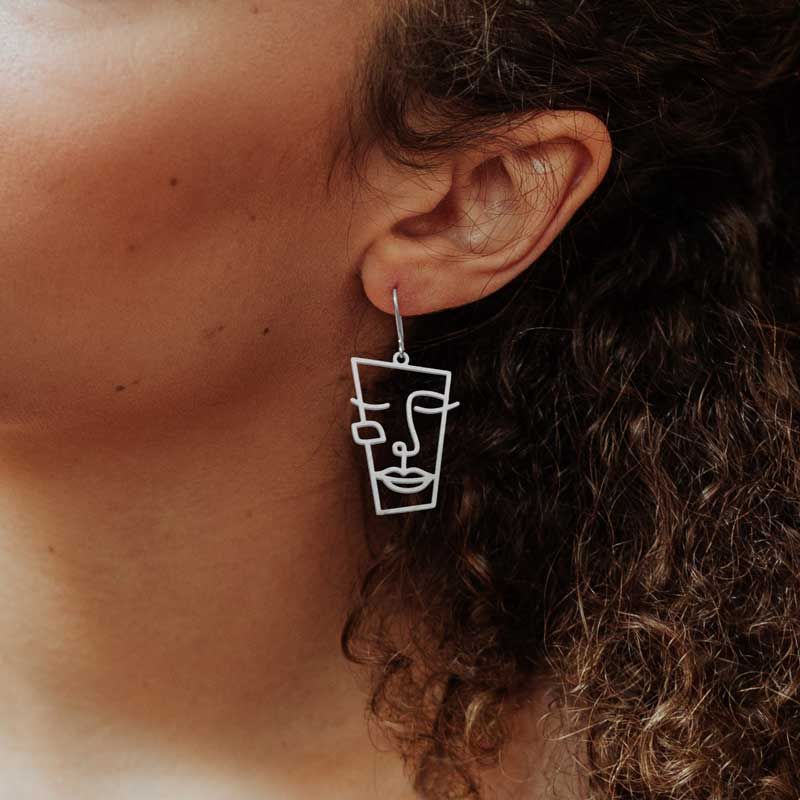 Boucles percées Cubismo Visage argent RAS