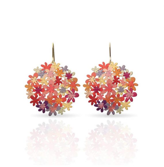 Boucles percées Bouquet orange or RAS