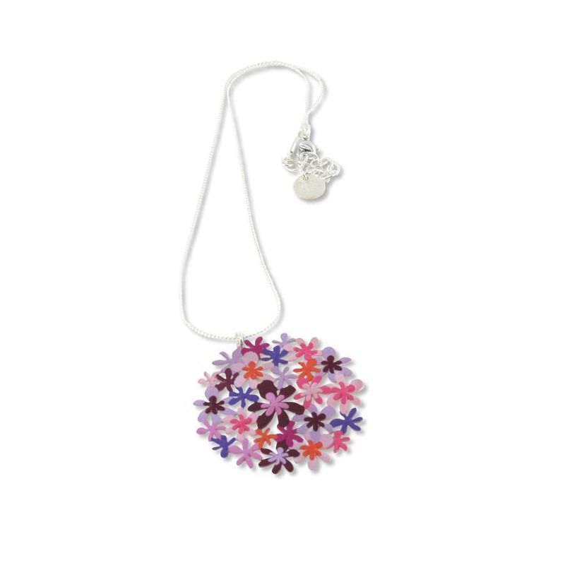 Collier Bouquet PM argent rose parme RAS