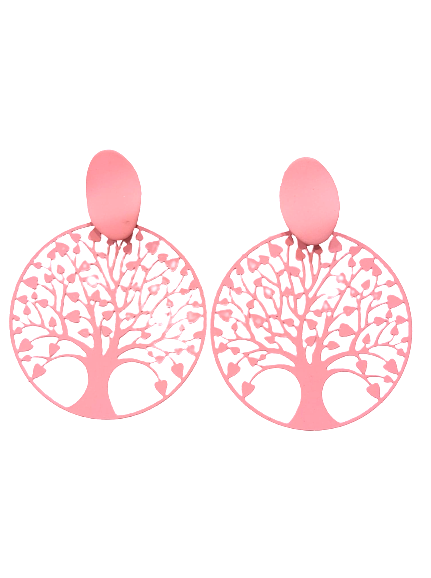 Boucles percées Arbre de Cœur rose LULU BIJOUX