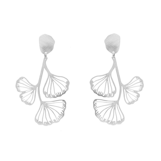 Boucles percées Ginkgo Biloba clou argent RAS