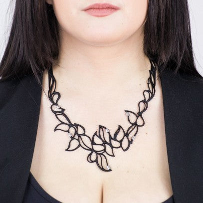 Collier Shiny Drops noir et argent BATUCADA