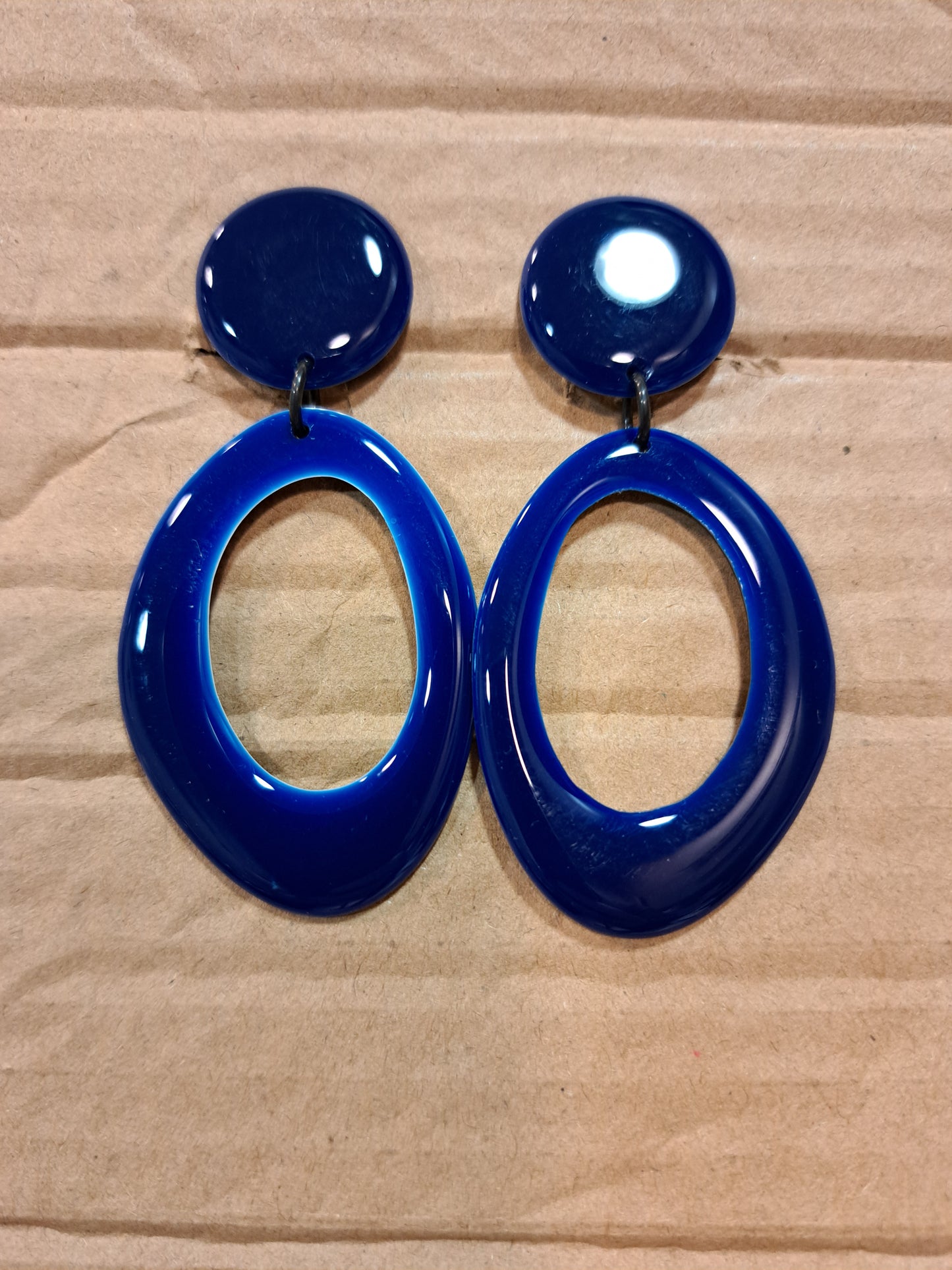 Boucles clips Ovale bleu marine THIERRY JOO