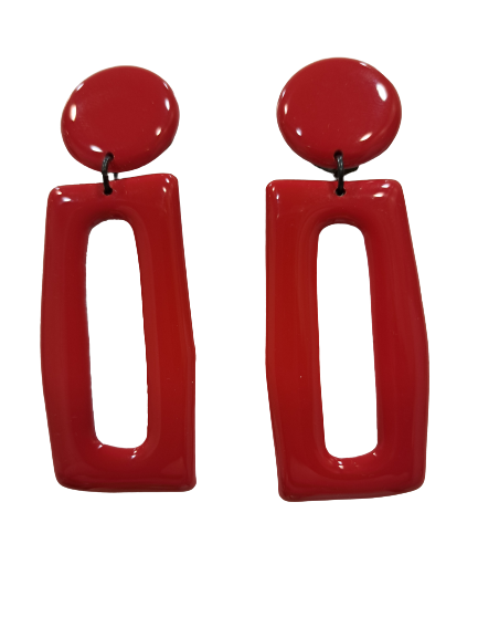 Boucles clips Rectangle rouge THIERRY JOO
