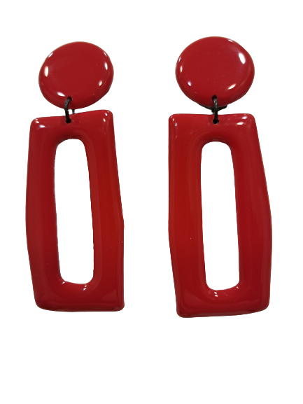 Boucles percées Rectangle GM rouge THIERRY JOO