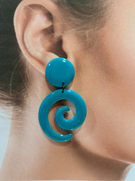 Boucles clips Spirale bleu turquoise THIERRY JOO