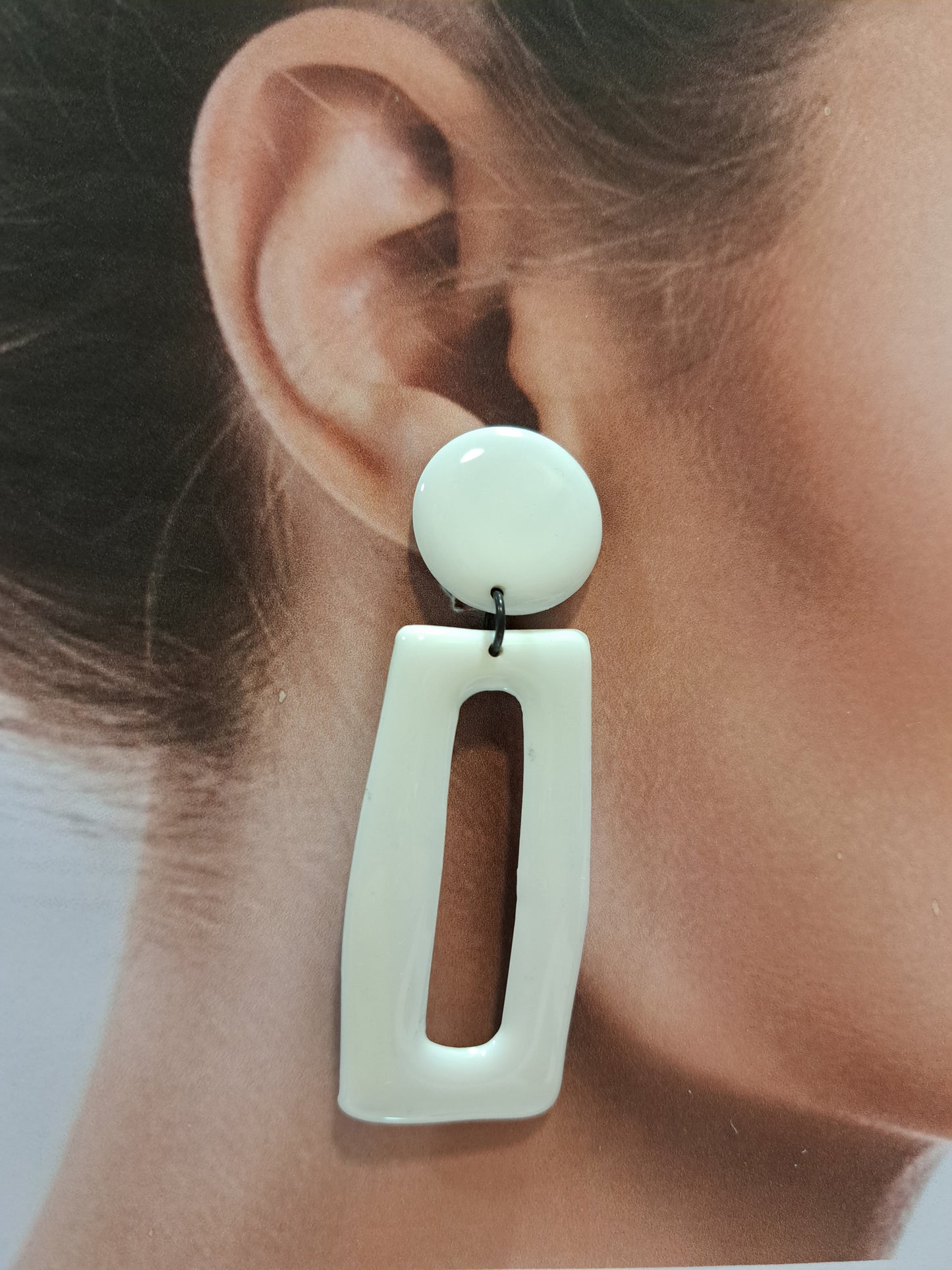 Boucles clips Rectangle blanc THIERRY JOO