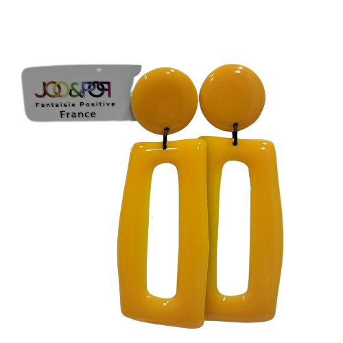 Boucles clips Rectangle jaune THIERRY JOO