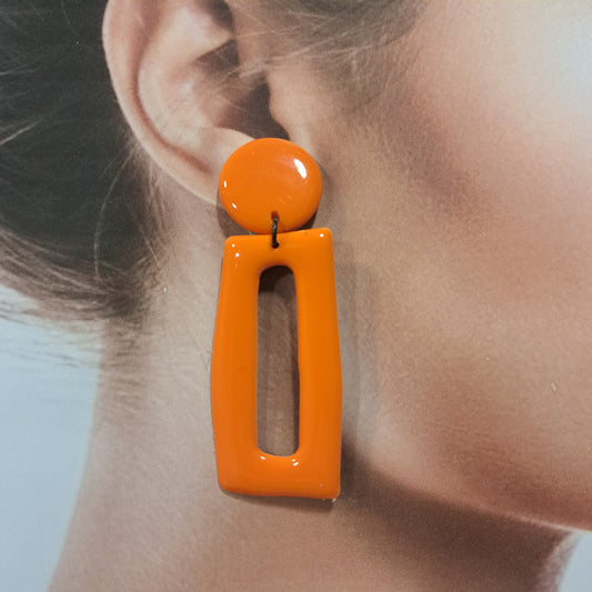 Boucles clips Rectangle orange THIERRY JOO