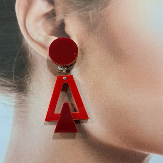 Boucles clips Triangle rouge clair et foncé FORMESPAZIO
